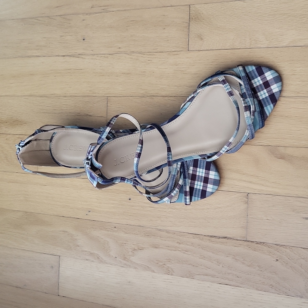 NWOT J. Crew Plaid Strapy Sandals